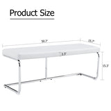 ZUN White shoe changing stool, silver metal legs, sofa stool dining chair, suitable for bedroom ,fitting W1151131315