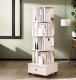 Rotating Bookshelf with Drawer, 360 Display 5 Tier Corner Bookshelf for Small Space, Floor Standing W2641P329210