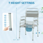 ZUN Grey multi-functional portable toilet chair with adjustable height 05796679