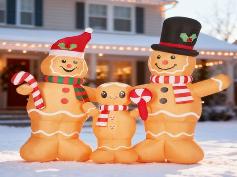 6.3FT Lighted Christmas Inflatable Decoration, Inflatable Gingerbread Man Family, Funny Blow Up Yard 50662914