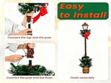 Set of 2 Festive Snowy Lamp Post with Antique Flowerpot Base, Easy Assembly Waterproof Christmas 13133334