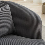 34.25 "Wide Upholstered Corduroy 360&deg Swivel Barrel Soft Accent Chair with Pillow, Circular Reading W3118P253972