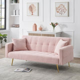 71.7 - inch Pink Teddy Fleece Sofa Bed with Two Complimentary Throw Pillows W3356P298512