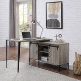 ZUN Grey Oak Writing Desk with Sliding Barn Door B062P209219