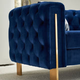 Chesterfield Modern Tufted Velvet Living Room Sofa, 84.25''W Couch,Blue W57953711