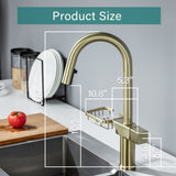 High Arc Pull-Down Kitchen Faucet - Single Hole Stainless Steel, Modern Sink Faucet W1217P358172