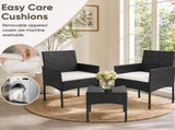 3 Pieces Patio Furniture Set, PE Rattan Wicker Patio Set with Two Outdoor Chairs 62821795