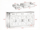 Black 47" Farmhouse Buffet Cabinet, Soft-Close Hinges, 3 Drawers, Adjustable Shelves, Spice Racks 97746118