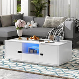 U-Can Modern High Glossy Rectangle Coffee Table, Stylish Center Table with Storage Space, Accent N724P294656K