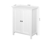 Bathroom Floor Storage Cabinet with Double Door Adjustable Shelf, White W40914886