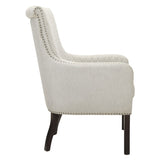 Classic Luxury Quilted Accent Chair 1pc Beige Upholstery Nailhead Trim Foam Seat Cushion Solid Wood B011P315637