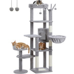 ZUN 59" Cat Tree,Cat Tower for Large Cats,Multi-Level Cat Tower 3 Removable Pompom Sticks,Cat Condo 93372733