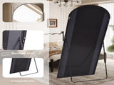 71" x 30.2" Arched Large Full Length Mirror Wall Mounted Floor Mirror with Stand, Black 72082186