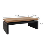 ZUN Black and Natural Wood Living Room Table Versatile Coffee Table 2-Tiered Wood Tabletop Table 47.6" L W2729P198992