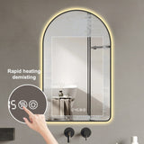 32"x60"Arched LED Mirror for Bathroom,Time and temperature display, Backlight, Anti-Fog, Dimmable, W2709P329053