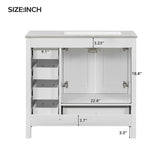 ZUN 36" White Bathroom Vanity with Ceramic Sink Combo, Abundant Storage Cabinet -2 Soft-close doors and 52893453