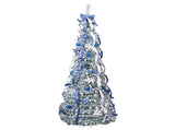 7 FT Snow Flocked Pre-lit Artificial Pop Up Christmas Tree with 200 Warm Lights and Blue & Silver 98640513