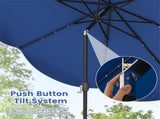10 Ft Solar Powered Patio Umbrella with 24 LED Lights, Beige Outdoor Market Umbrella 70193351