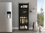 ZUN Multistorage Cabinet, Double Door, Five Shelves -Espresso / Black B20092039