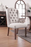 Contemporary Ivory Fabric 2pcs Side Tufted Wingback Design Rustic Oak Solidwood Back Dining B011P200229