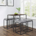 ZUN Riley Indoor Walnut Metal Pub Dining Table with Metal Frame B02746799