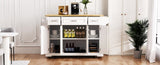 K&K 54inch Large Kitchen Island with Rubber Wood Drop Leaf, Embossed Texture Rolling Kitchen Cart on N707P195395W