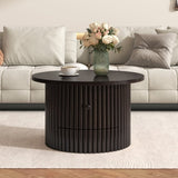 Round Coffee Table for Living Room in Dark Brown, Farmhouse Coffee Table a Drawer, Center Table N735P242922D