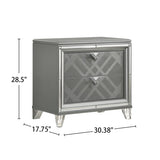 2 Drawers Nightstand with Mirror Trim, Silver B016P252825