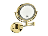 8 Inch LED Wall Mount Two-Sided Magnifying Makeup Vanity Mirror 12 Inch Extension Gold Finish 1X/3X 9301GD