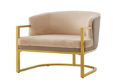 Modern Accent Chair Cozy Armchair Upholstered Reading Chair with Gold Metal Frame Living Room, N763P360688D