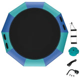 10 Feet Floating Water Trampoline - 330 lbs Capacity, Durable PVC/Oxford Cloth, with 500W Inflator & 93091200