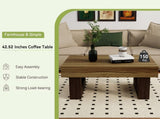 42 Inch Wood Rectangular Coffee Table, All MDF Farmhouse Accent Center Low Cocktail Tea Table with W1120P330143