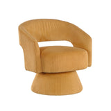 Modern Luxurious Swivel Accent Chair Yellow Soft Corduroy Upholstery Plush Seating Solid Wood B011P256233