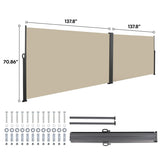 276" x 71''Retractable Side Awning, Waterproof & UV-Resistant, Privacy Screen Divider Roll Up W419P286393
