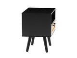 15.75" Rattan End table with drawer and solid wood legs, Modern nightstand, side table for living 92626567