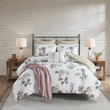 7 Piece Printed Seersucker Comforter Set with Throw Blanket Taupe/Blush King/Cal King B035P266670