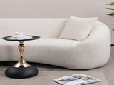 93.31" Minimalist Curved Sofa, 3 Seater, White Boucle Fleece Upholstered Sofa, Tight Curved Back W2664P240137