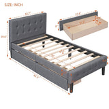 Twin Size Upholstered Platform Bed with 2 Drawers, Gray WF298240AAE