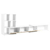 ON-TREND 74.8''-126'' Extendable TV Stand with 3 Tier Bookshelves for TVs up to 110'', Adjustable WF531669AAK