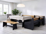 Dining Table Set with Corner Nook Bench, 59.1" L x 46.1" W x 30.7" H, Melamine MDF & PU Upholstery, 99482051