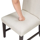 Contemporary Dining Set of 2 Side Chairs Beige Fabric Upholstery Brown Finish Wooden Furniture B011P355870