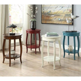 Teal Round Side Table with Bottom Shelf B062P181367