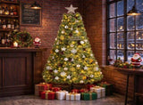 6FT Pre-Lit Artificial Christmas with Ornaments, 215 Warm White LED Lights, PVC Hinged Xmas 94474203