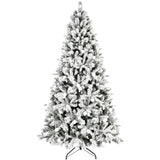 Artificial 7.5ft Flock Christmas Tree with 1523PE/PVC Mixed Branch Tips, 400L warm white lights, 23375777