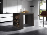 Lacour Kitchen Island, Kitchen Bar Table with 3-Side Shelves, Dark Walnut B097P474295
