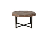 Wood Octagonal Vintage Patchwork Craft Farmhouse 30 Inch Wooden Top Cross Metal Legs Coffee W1445P193125