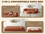 Modern Floor Sofa with 2 Pillows,Convertible Plush Corduroy Foam-Filled Sleeper Sofa Bed,15" Full 93794190