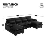 ZUN [New]110*55" Modern U-shaped Sectional Sofa with Waist Pillows,6-seat Upholstered 23516326