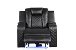 ZUN Benz LED & Power Recliner Chair Made With Faux Leather in Black 659436350137