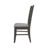 Set of 2 Dining Chairs with Fabric Upholstered Seat, Dark Grey B016P227268